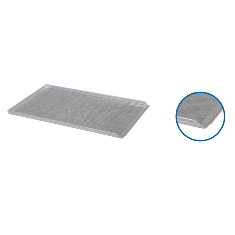 Plaque de four 600 x 400 x 20 mm perforée 3 BORDS + 1 incliné aluminium Plaque de four 600 x 400 x 20 mm perforée 3 BORDS + 1 incliné aluminium