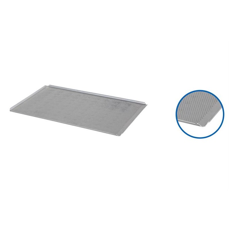 Plaque de four 600 x 400 x 10 mm 4 coins ouverts perforée Plaque de four 600 x 400 x 10 mm 4 coins ouverts perforée