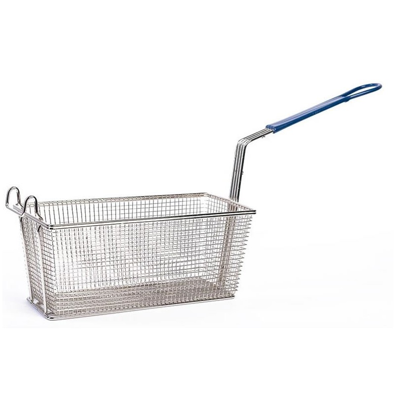 Panier à frites 336x165x150 mm étamé avec poignée bleue Panier à frites 336x165x150 mm étamé avec poignée bleue