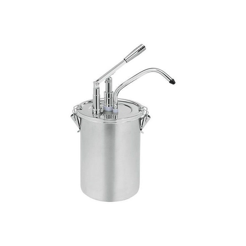 Pompe à sauce en inox avec récipient de 4.5 litres avec couvercle Pompe à sauce en inox avec récipient de 4.5 litres avec couvercle