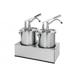 Pompe à sauce en inox double avec récipient de 4.5 litres avec couvercle