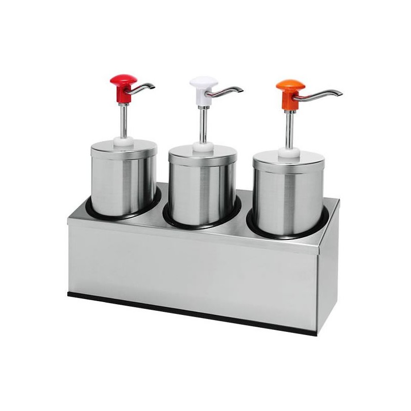 Pompe à sauce triple standard 2.25 litres en inox Pompe à sauce triple standard 2.25 litres en inox