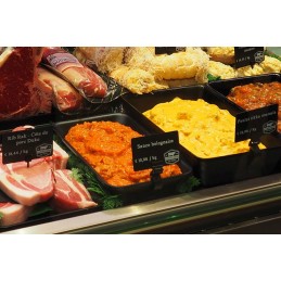 Pique plastique pour étiquettes sur les plats en vitrine