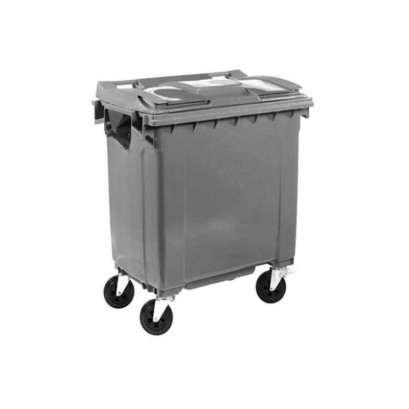 Conteneur à déchets 4 roues pivotantes 770 litres couleur gris.