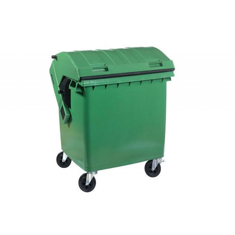 Conteneur à déchets 4 roues pivotantes 1100 litres vert