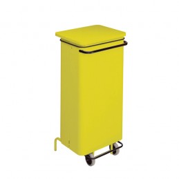 Conteneur mobile acier 110 litres à pédale de couleur jaune
