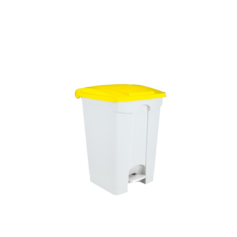 Conteneur à pédale de 45 litres couvercle jaune.