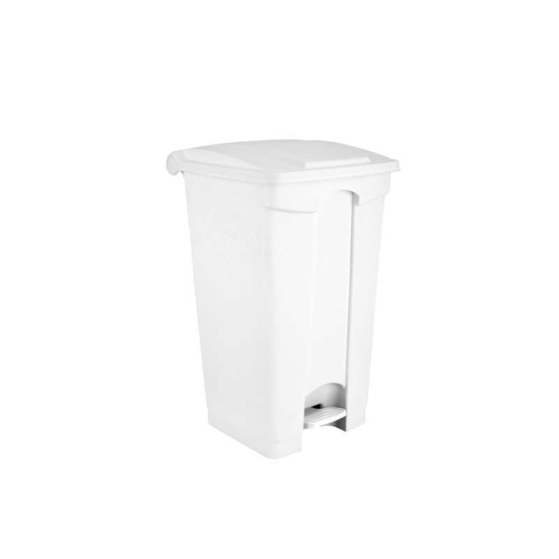 Conteneur à pédale de 90 litres couvercle blanc.