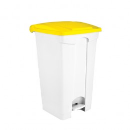 Conteneur à pédale de 90 litres couvercle jaune.