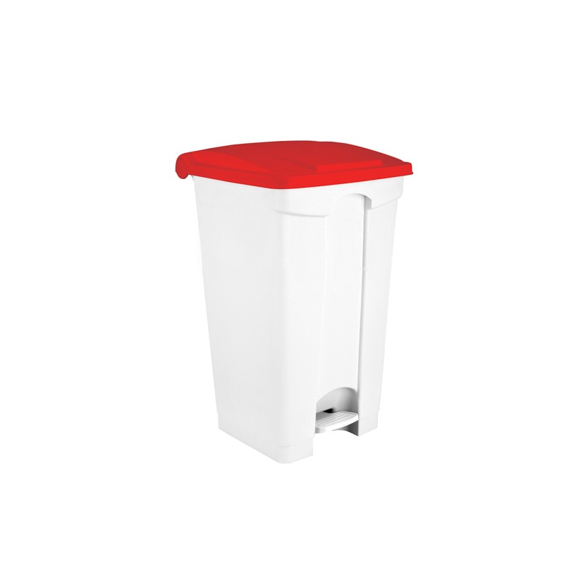 Conteneur à pédale de 90 litres couvercle rouge.
