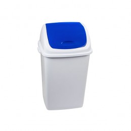 Poubelle 50 litres avec trappe basculante de couleur bleue