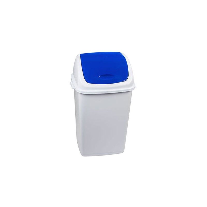 Poubelle 50 litres avec trappe basculante de couleur bleue