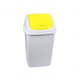 Poubelle 50 litres avec trappe basculante de couleur jaune.