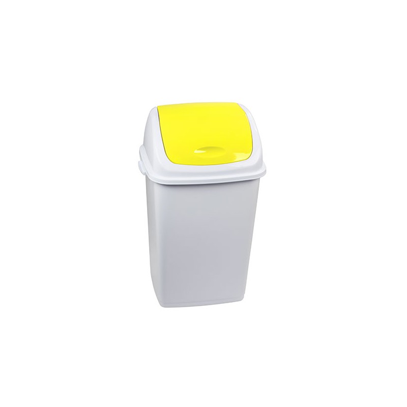 Poubelle 50 litres avec trappe basculante de couleur jaune.