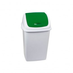 Poubelle 50 litres avec trappe basculante de couleur vert.