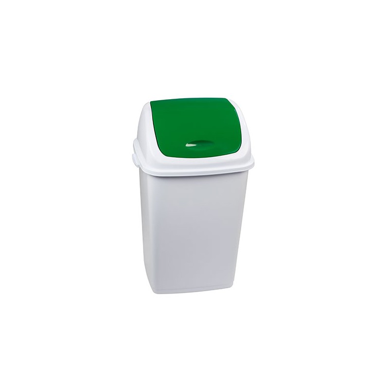 Poubelle 50 litres avec trappe basculante de couleur vert.