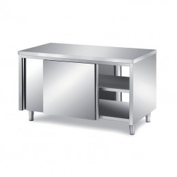 Meuble bas 700 mm inox 304 traversant avec portes coulissantes