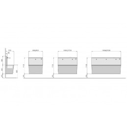 Vasque inox avec robinet infrarouge et mitigeur thermostatique : les différentes dimensions.