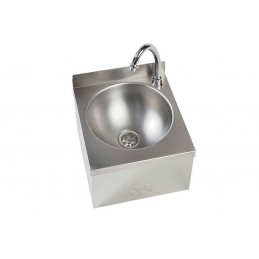 Lave-main en inox avec cuve ronde de 250 mm sans dos