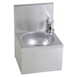 Lave-mains inox avec robinet électronique.