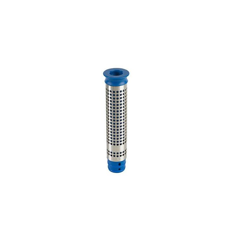 Tube de surverse inox avec filtre et tube bleu hauteur 155 mm