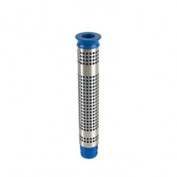 Tube de surverse inox avec filtre et tube bleu hauteur 205 mm