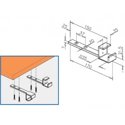 Support de main courante inox 35x35 mm : les dimensions