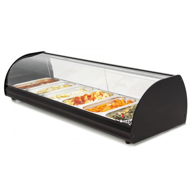 Vitrine chaude 1000 W avec 6 bacs GN1/3