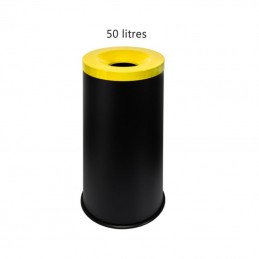 Corbeille anti-feu 50 litres avec couvercle jaune