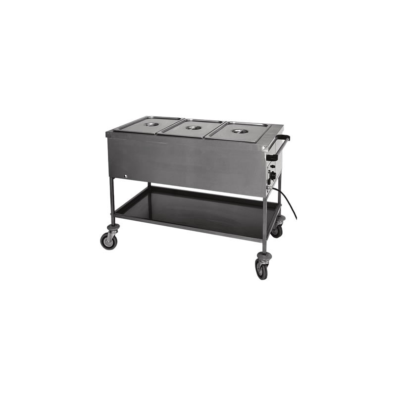 Chariot bain-marie 3 cuves GN1/1