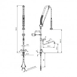 Douchette de prélavage avec pompe flexible inox