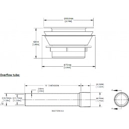 Ensemble surverse avec bonde hauteur 270 mm