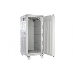 Conteneur isotherme cargo Line 775 litres sur 4 roues porte ouverte.