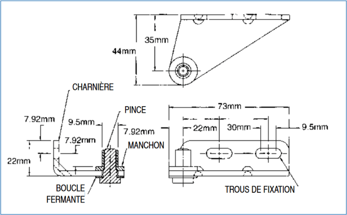 Charnières pivotantes en inox.